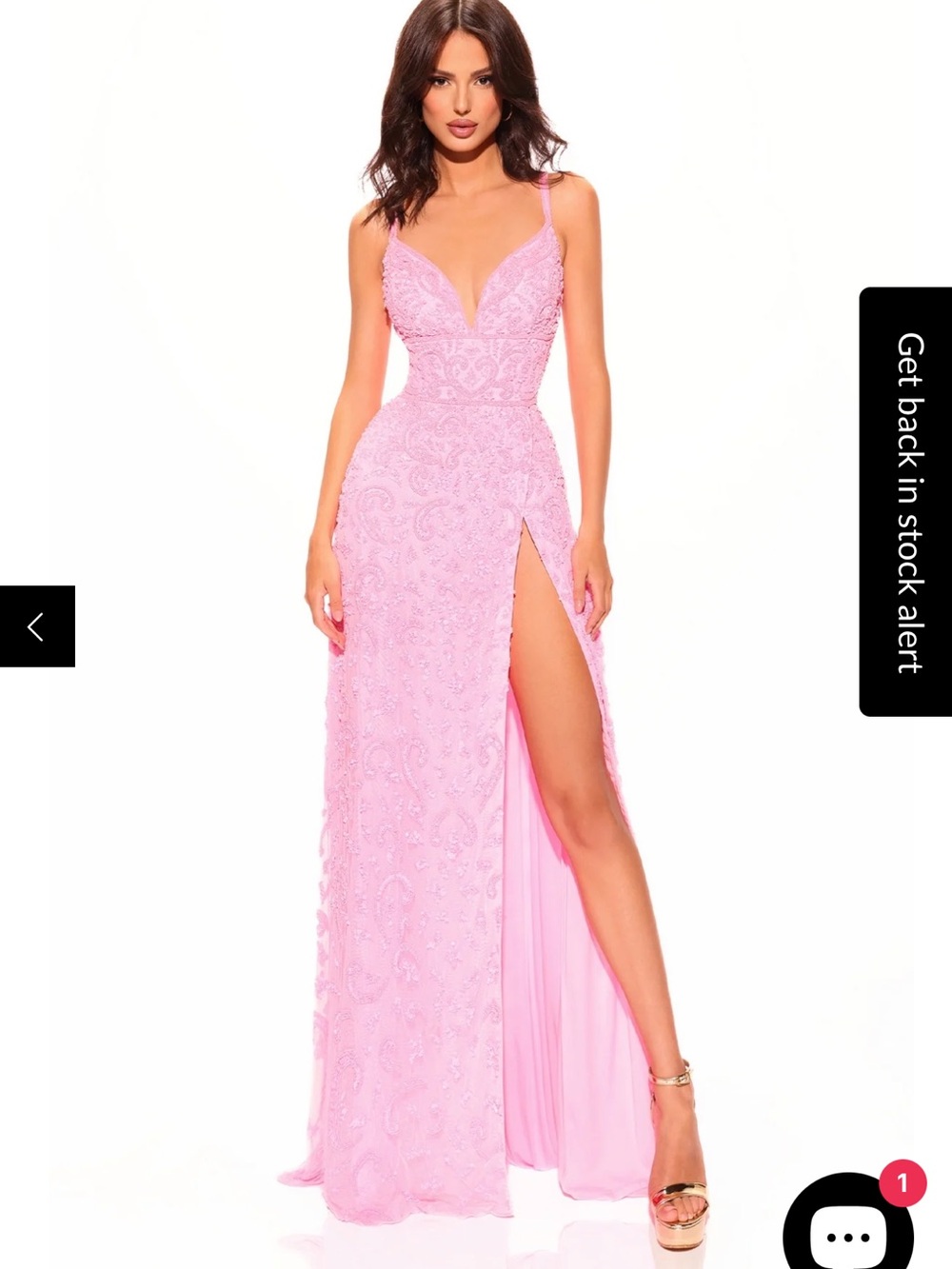 Radiant Pink Lace Prom Gown with High Thigh Slit - Women Dresses